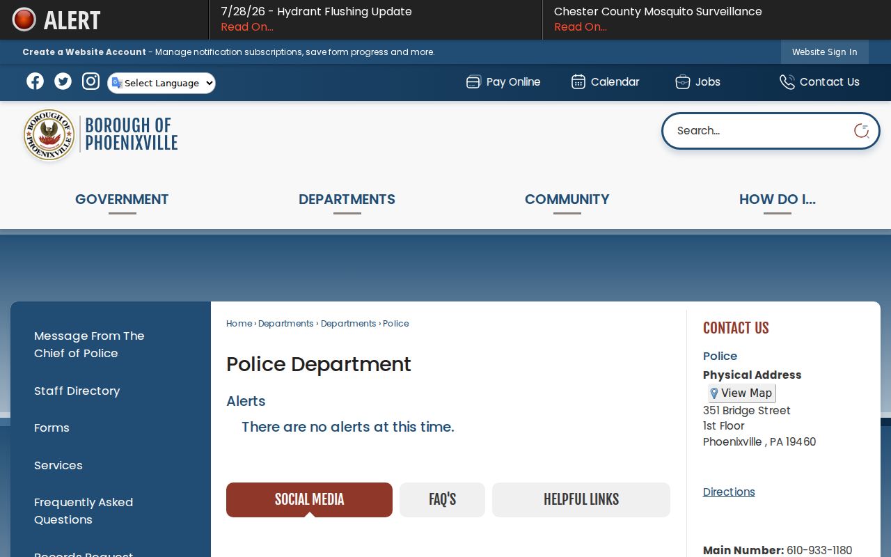 Phoenixville criminal records through Phoenixville Police