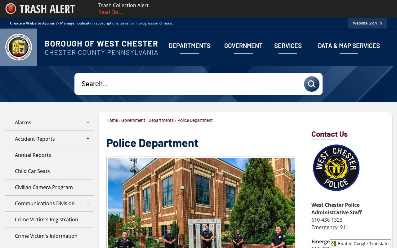 West Chester criminal records at West Chester Police Department